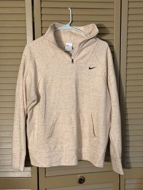 Nike Men’s Quarter-Zip Pullover Sweater in Light Beige